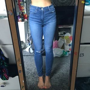 Medium wash mid rise jeans